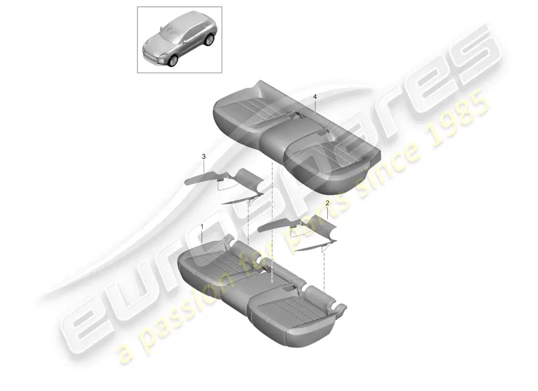 porsche 2020 (macan) foam part seat covers sports seat parts diagram