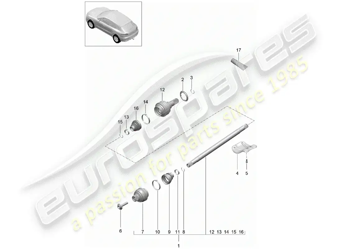 porsche 2014 (macan) drive shaft parts diagram