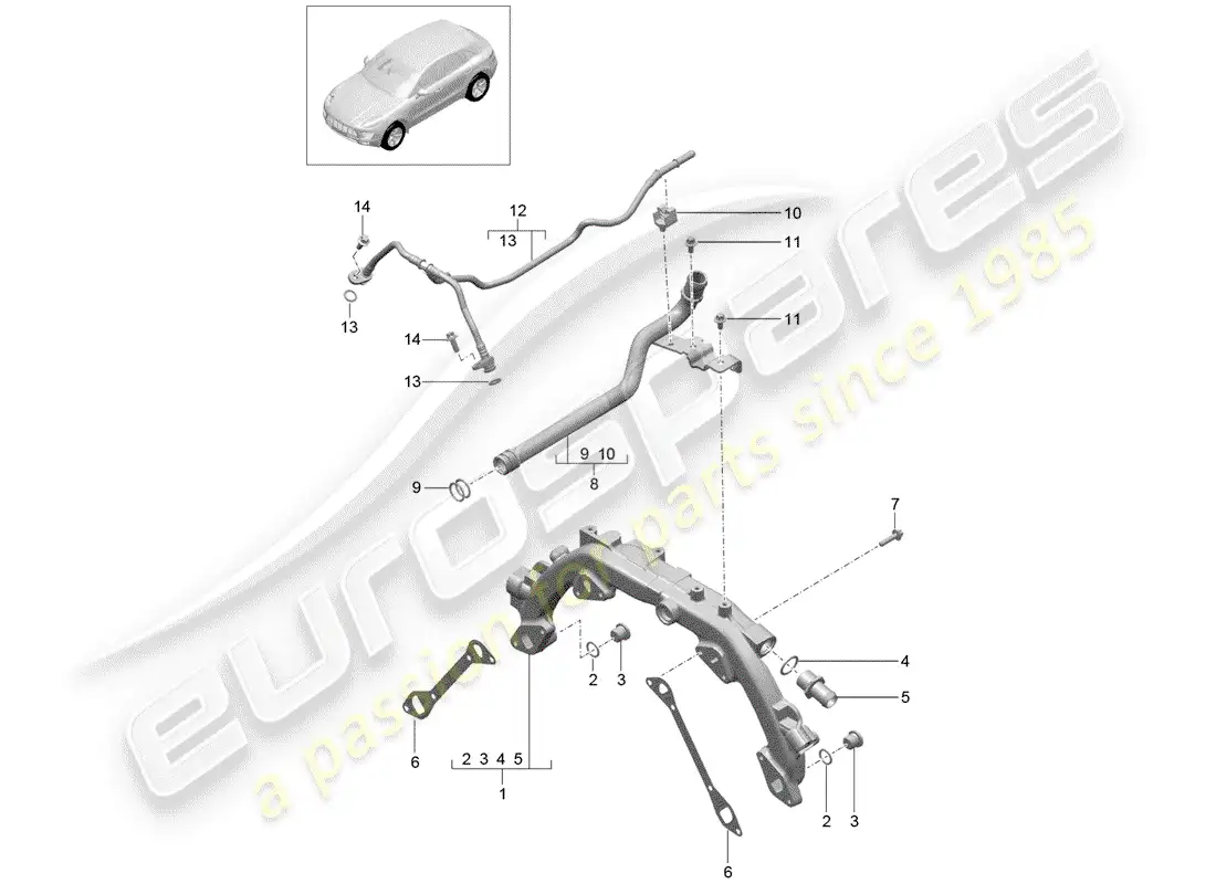 porsche 2014 (macan) coolant cooling system 1 parts diagram