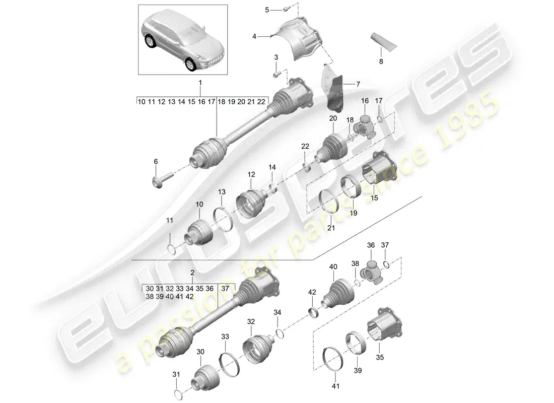 porsche 2014 (macan) drive shaft d >>- mj 2016 parts diagram
