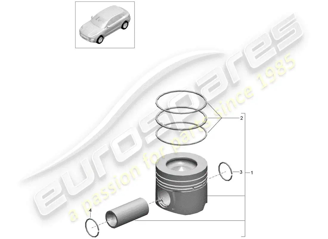 porsche 2014 (macan) piston piston ring parts diagram