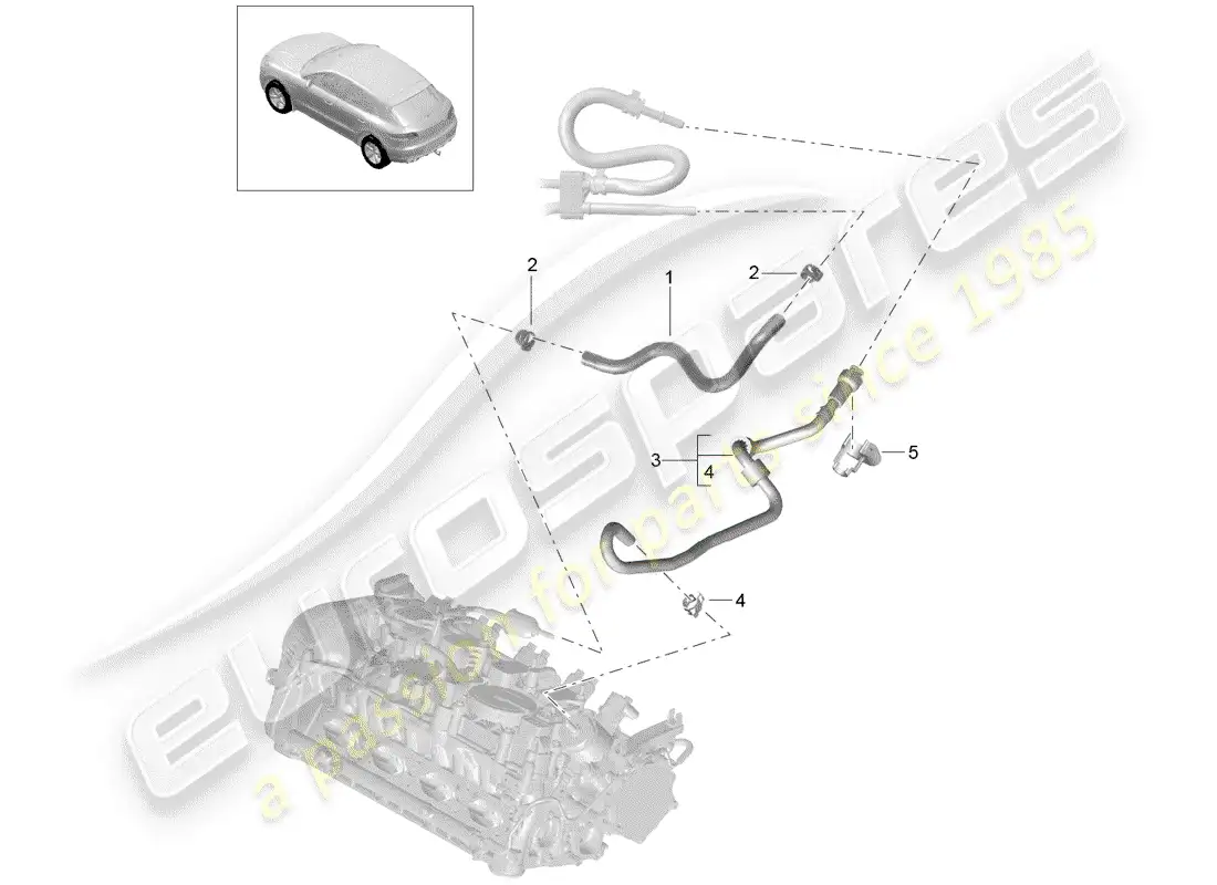 porsche 2014 (macan) fuel system fuel line engine bay parts diagram