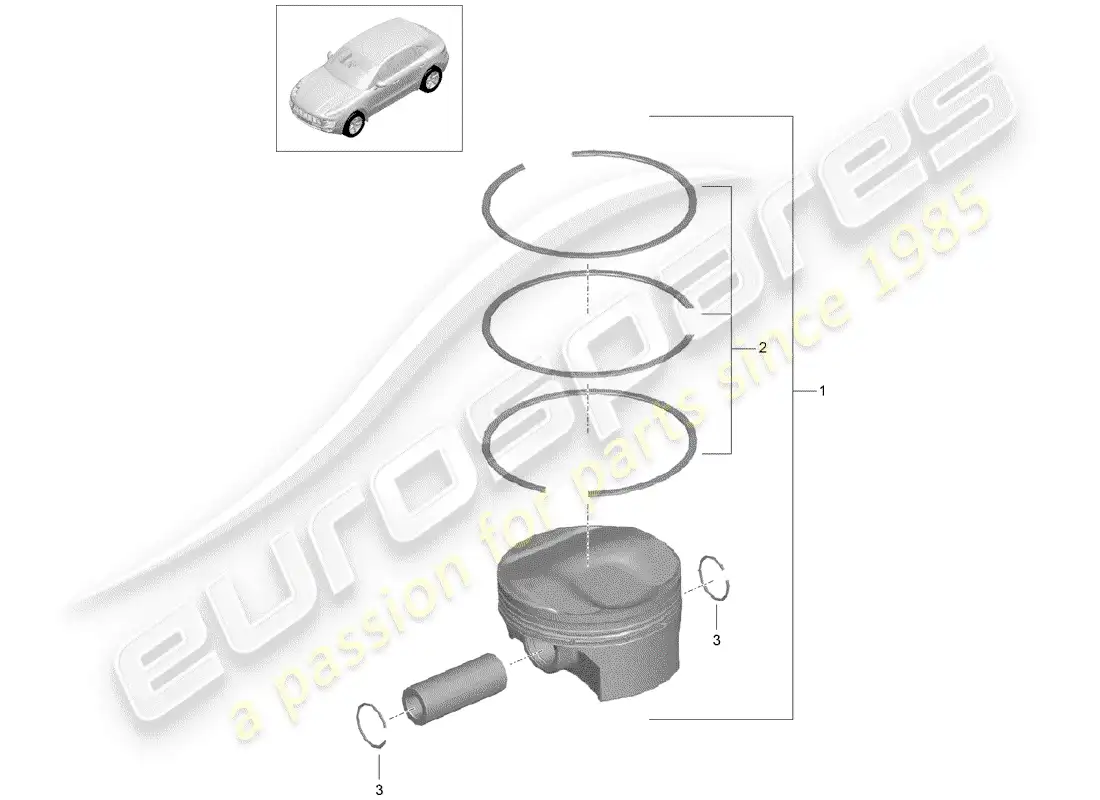 porsche 2014 (macan) piston piston ring parts diagram