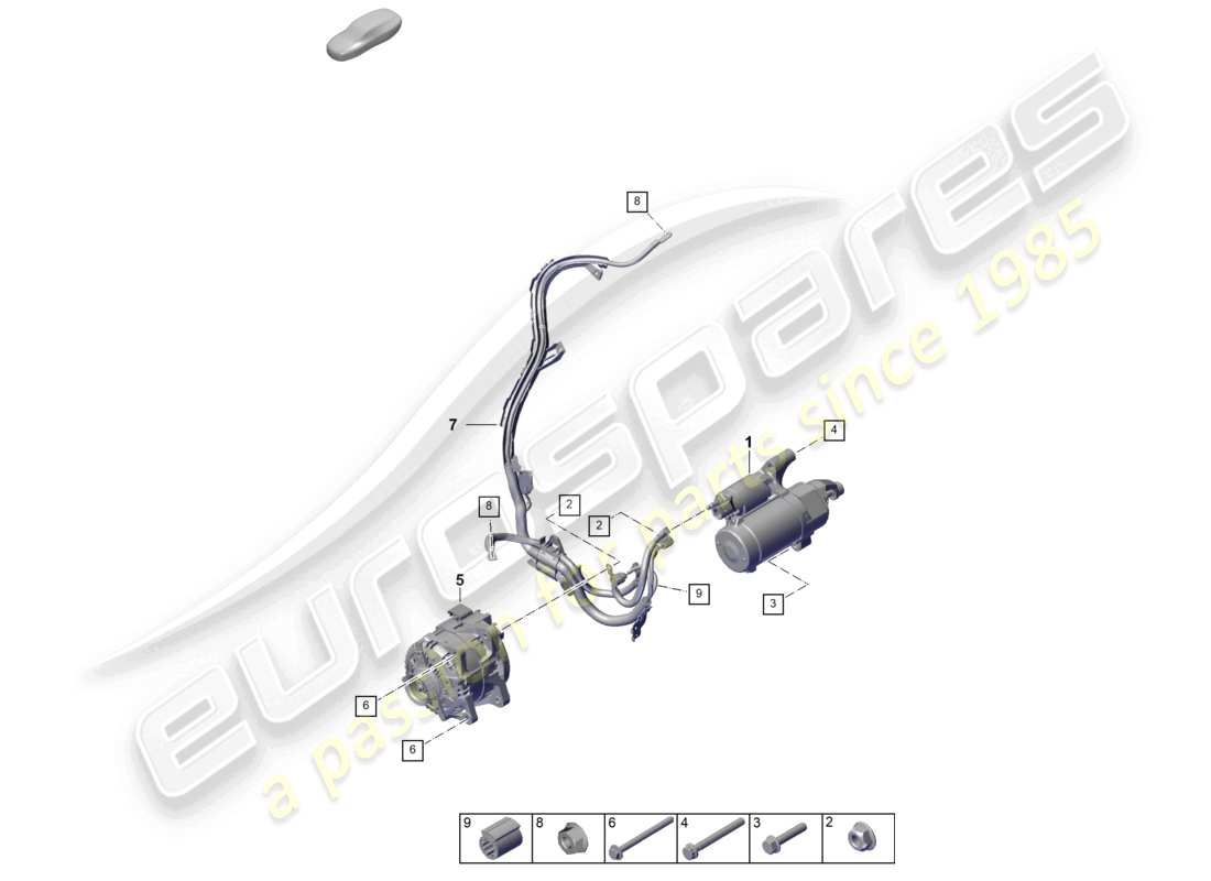 porsche 2025 (cayenne e3 pa) starter alternator part diagram