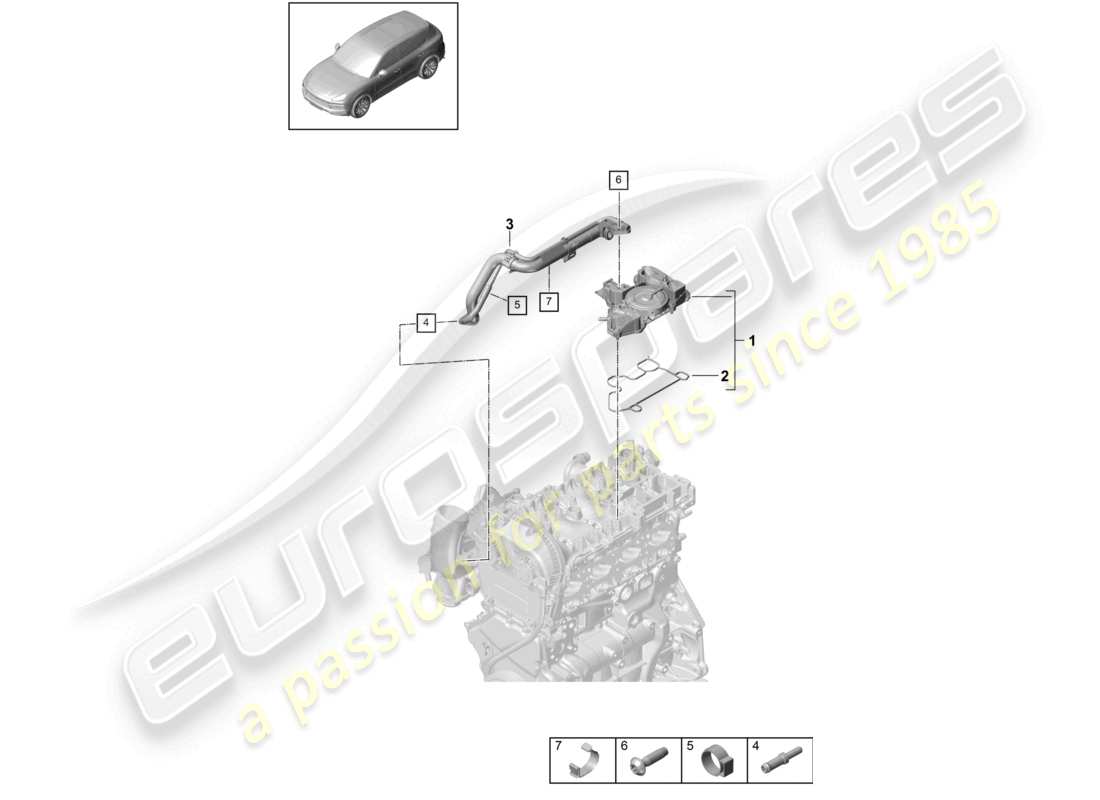 porsche 2023 (cayenne e3 9ya/9yb) oil separator breather line crankcase housing ventilation part diagram