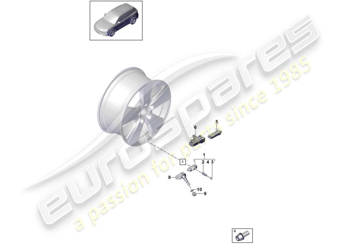 porsche 2023 (cayenne e3 9ya/9yb) tyre pressure control system part diagram