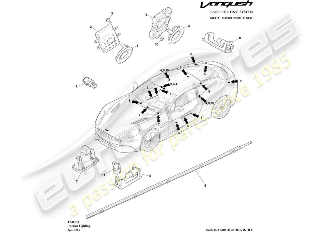 a part diagram from the aston martin vanquish parts catalogue