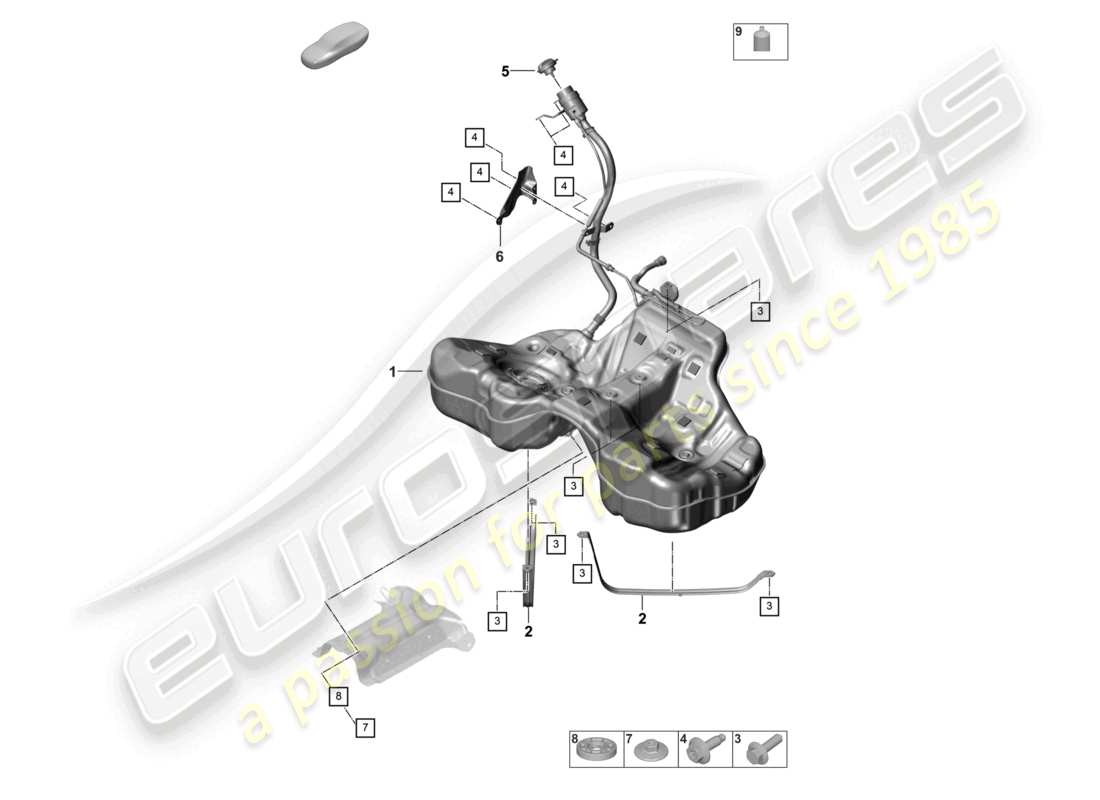 porsche 2023 (panamera 971-2) fuel tank with attachments parts diagram
