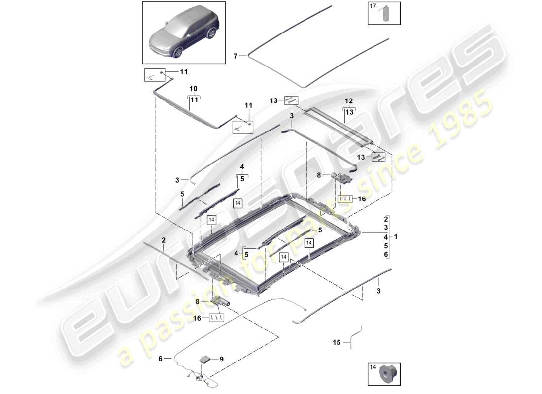 a part diagram from the porsche 2024 (cayenne e3 9ya/9yb) parts catalogue