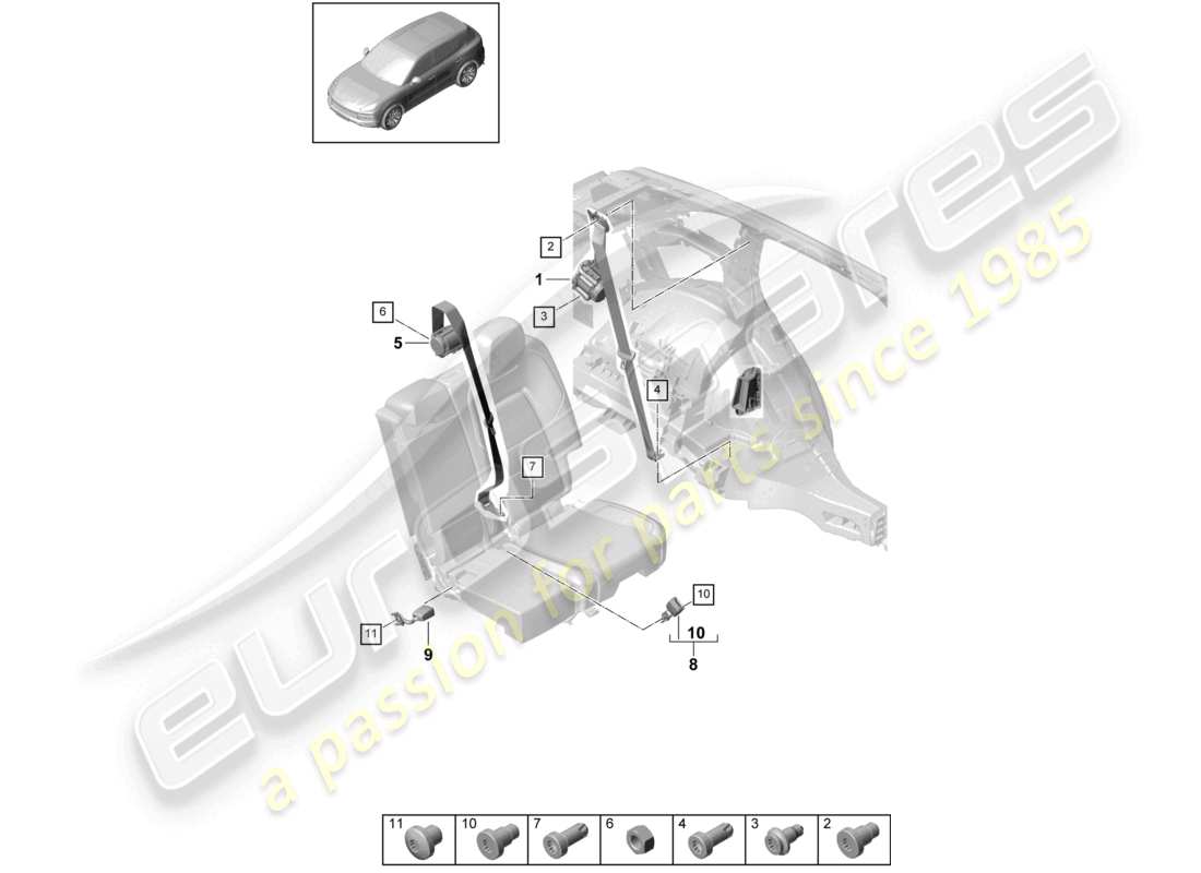 a part diagram from the porsche 2023 (cayenne e3 9ya/9yb) parts catalogue