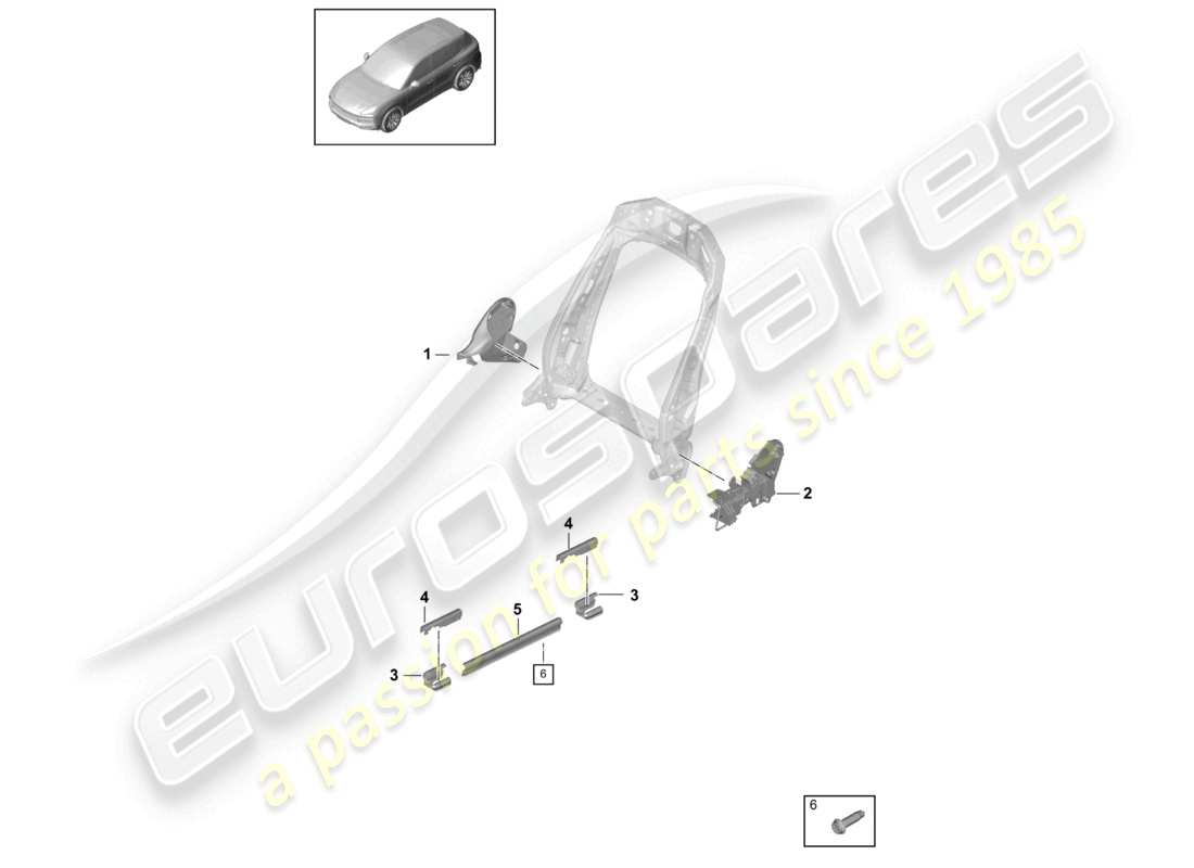 porsche 2022 (cayenne e3 9ya/9yb) seat front (complete) no longer available standard seat part diagram