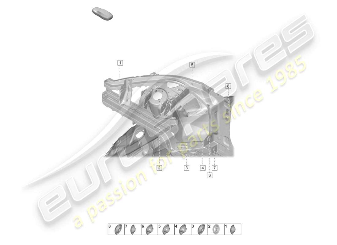 porsche 2022 (taycan 9j1-1) front end outer side member wheel housing part diagram