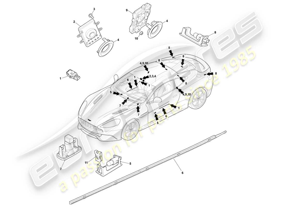 a part diagram from the aston martin vanquish (2014) parts catalogue