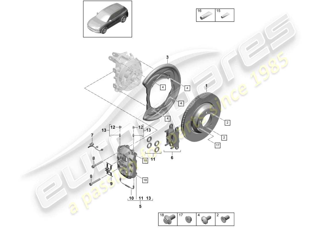 a part diagram from the porsche 2023 (cayenne e3 9ya/9yb) parts catalogue