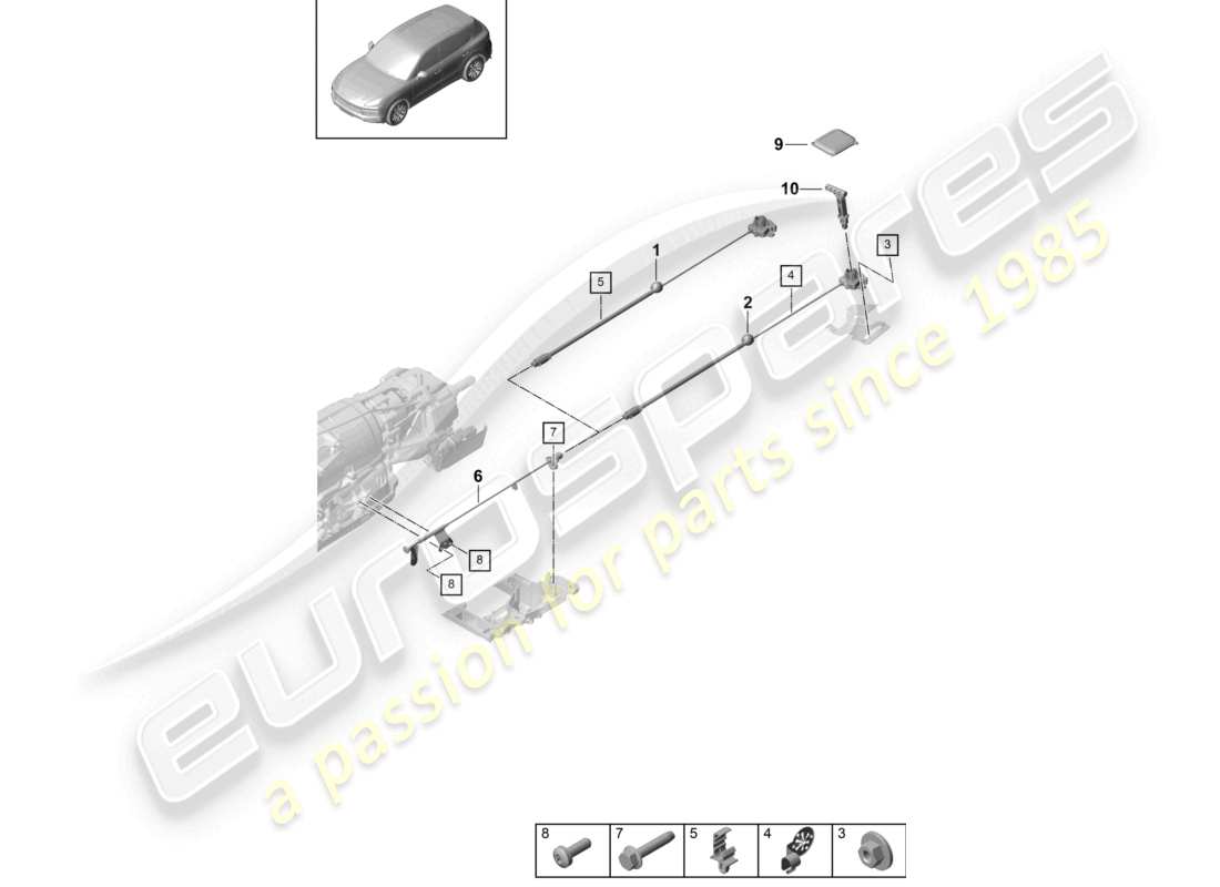porsche 2022 (cayenne e3 9ya/9yb) actuating unit for emergency release for 8-speed automatic gearbox part diagram