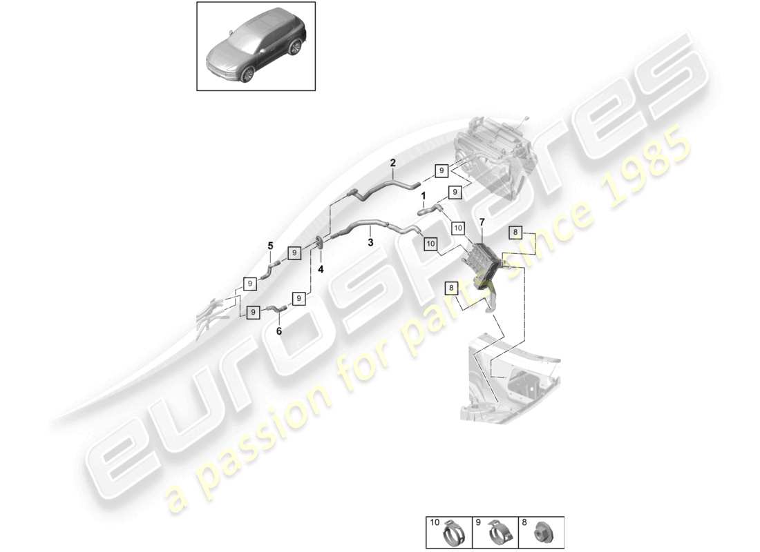 porsche 2022 (cayenne e3 9ya/9yb) heater rhd high-temperature circuit water box for vehicles with hybrid drive part diagram