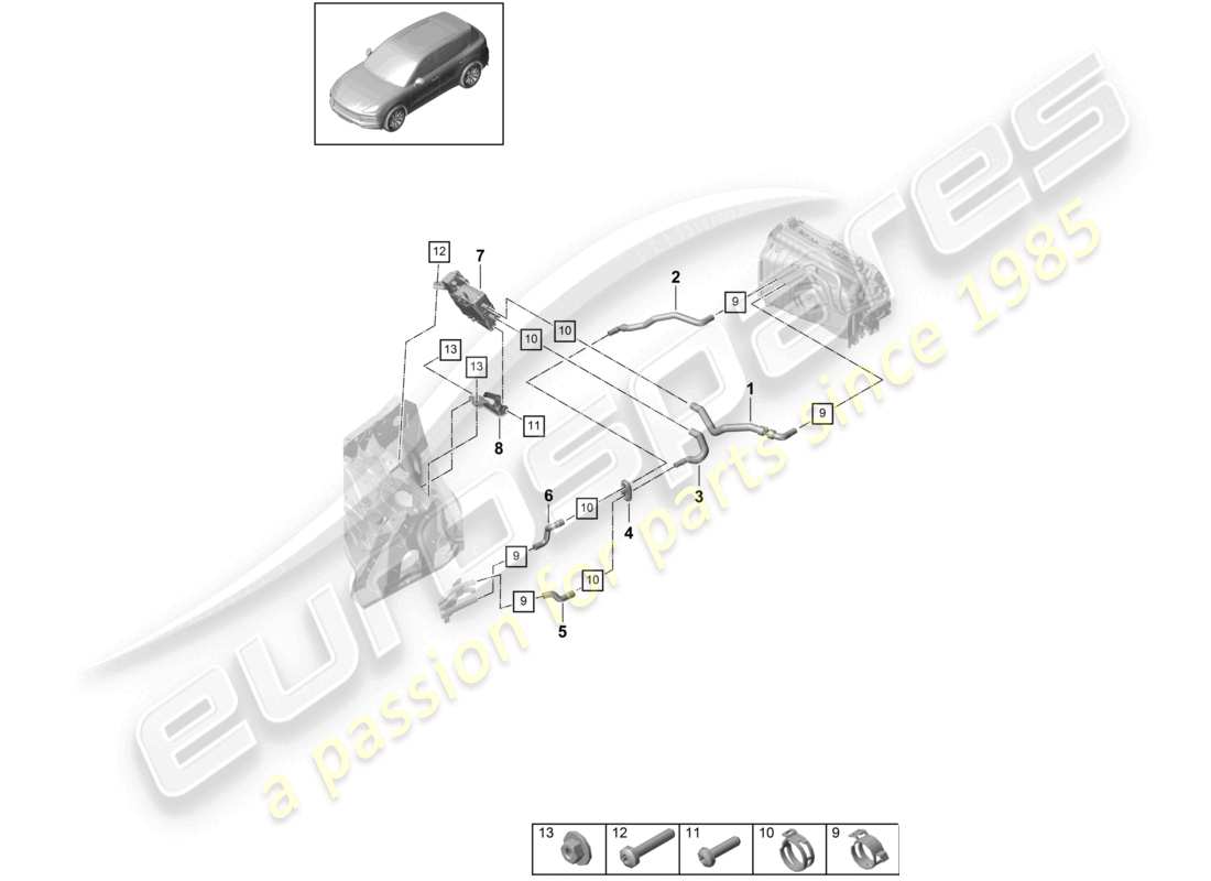 porsche 2022 (cayenne e3 9ya/9yb) heater lhd high-temperature circuit for vehicles with hybrid drive part diagram