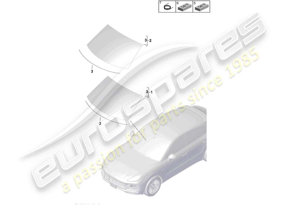 porsche 2022 (cayenne e3 9ya/9yb) windscreen coupe part diagram