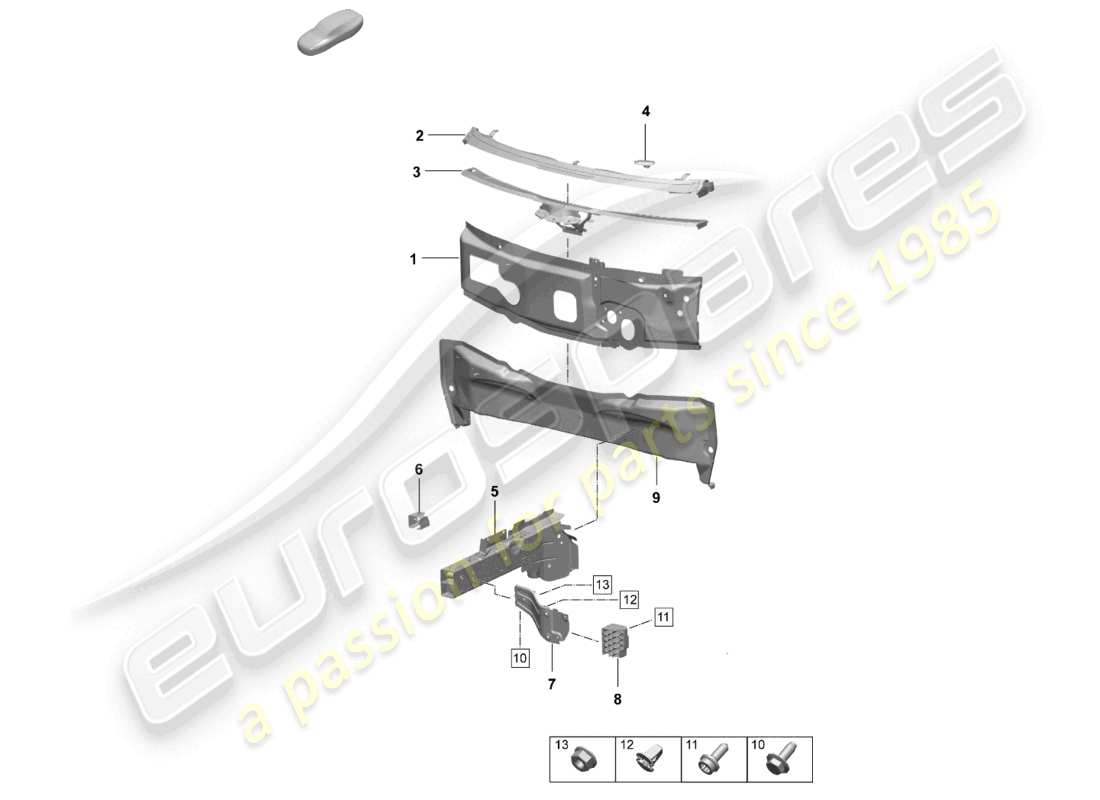 porsche 2025 (macan-e) front end side member firewall part diagram