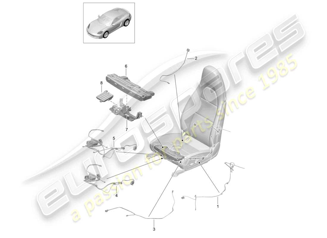 a part diagram from the porsche 2024 (718 cayman) parts catalogue