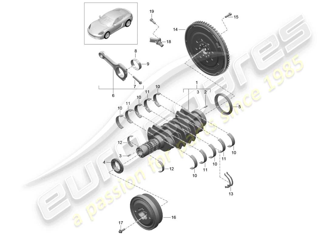 porsche 2024 (718 cayman) crankshaft parts diagram