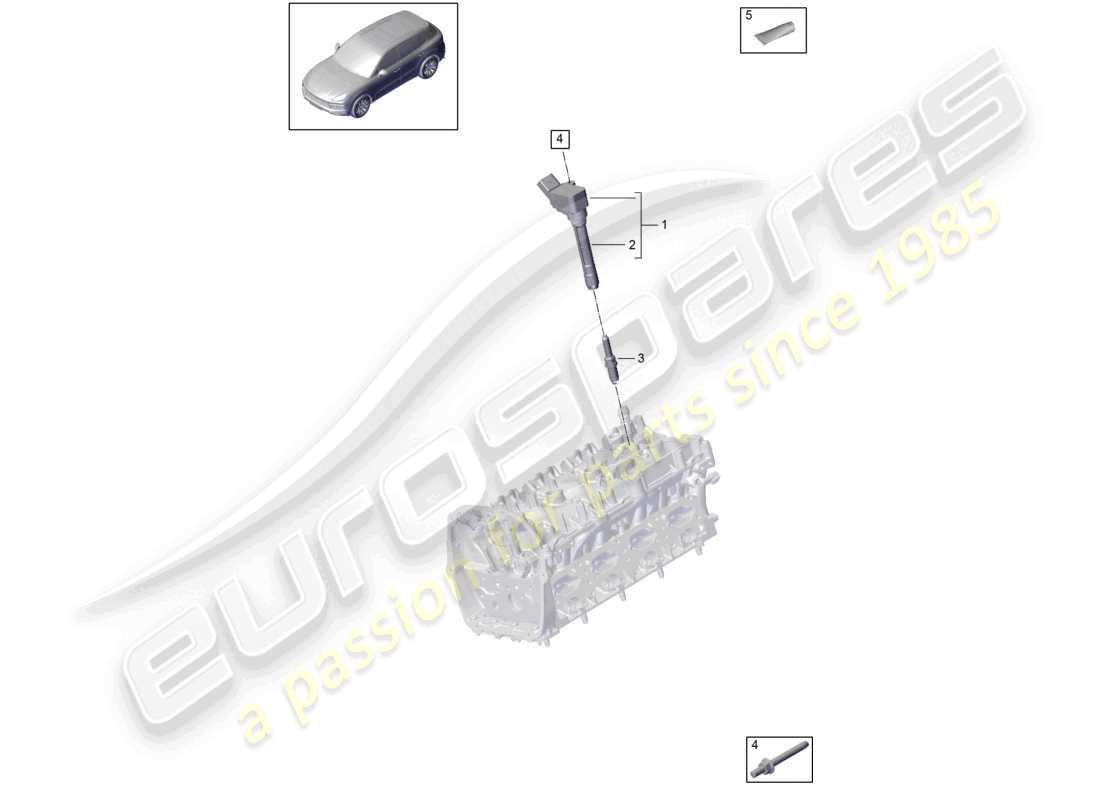 porsche 2022 (cayenne e3 9ya/9yb) cylinder head ignition coil part diagram