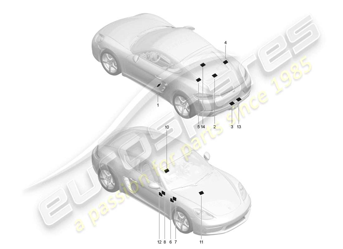 porsche 2024 (718 cayman) signs/notices parts diagram
