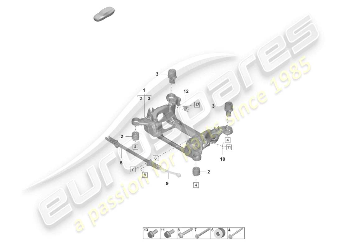 porsche 2023 (taycan 9j1-1) suspension sub-frame parts diagram