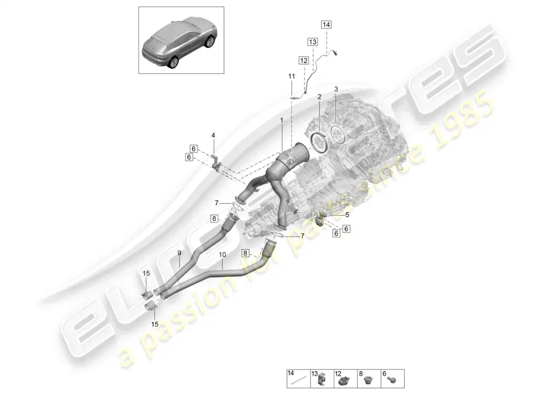 porsche 2020 (macan) catalytic converter lambda probe parts diagram