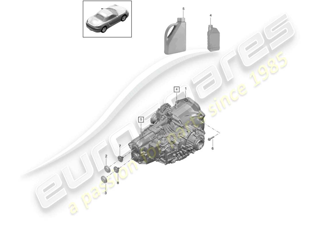 porsche 2022 (718 boxster) - pdk - gearbox parts diagram