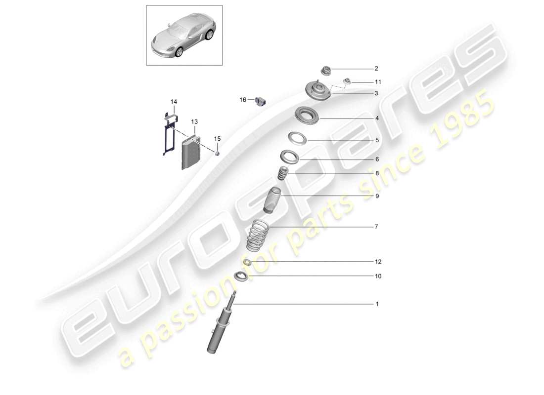 porsche 2024 (718 cayman) suspension shock absorbers parts diagram