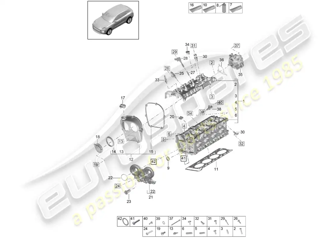 porsche 2020 (macan) cylinder head parts diagram