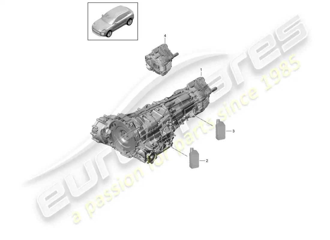 porsche 2020 (macan) 7-speed dual clutch gearbox - pdk - parts diagram