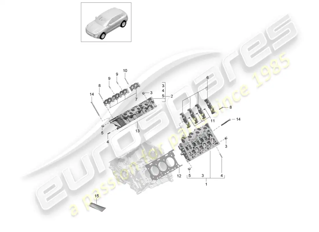 porsche 2014 (macan) cylinder head parts diagram