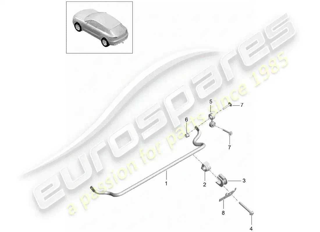 porsche 2014 (macan) anti-roll bar parts diagram