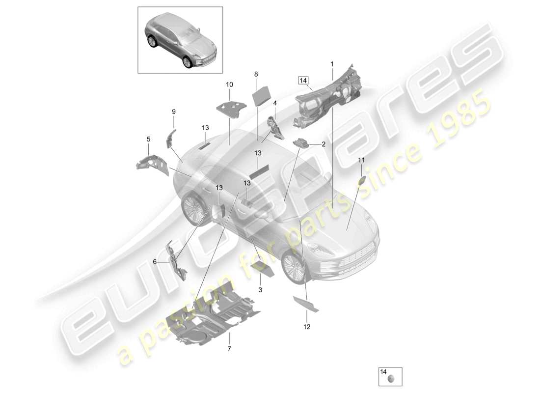 porsche 2026 (macan) sound absorber part diagram