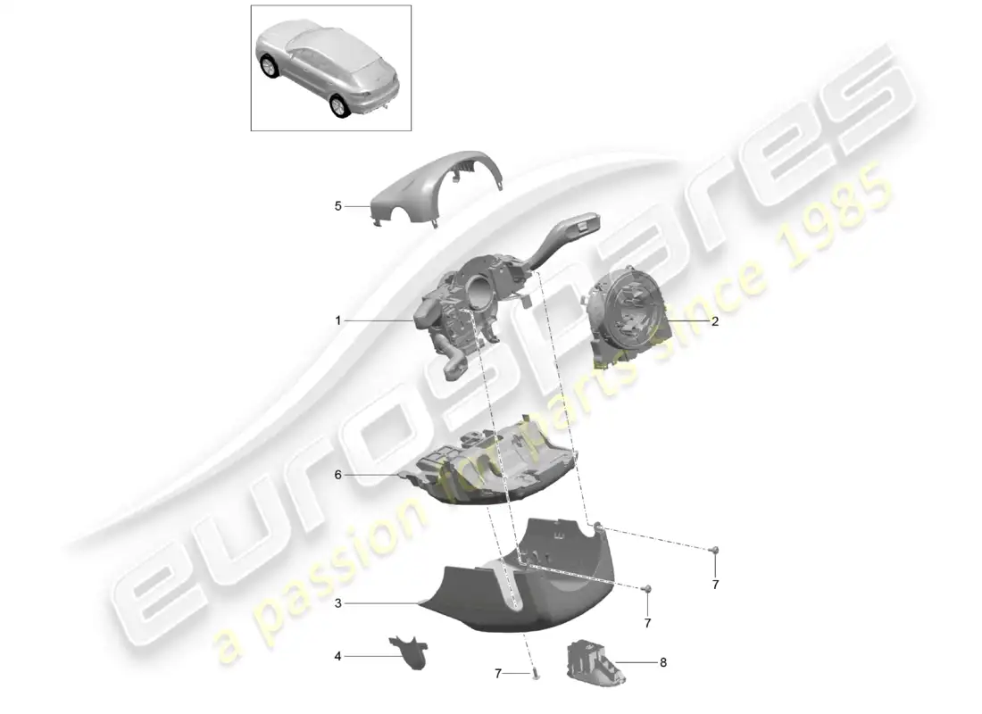 porsche 2014 (macan) steering column switch parts diagram