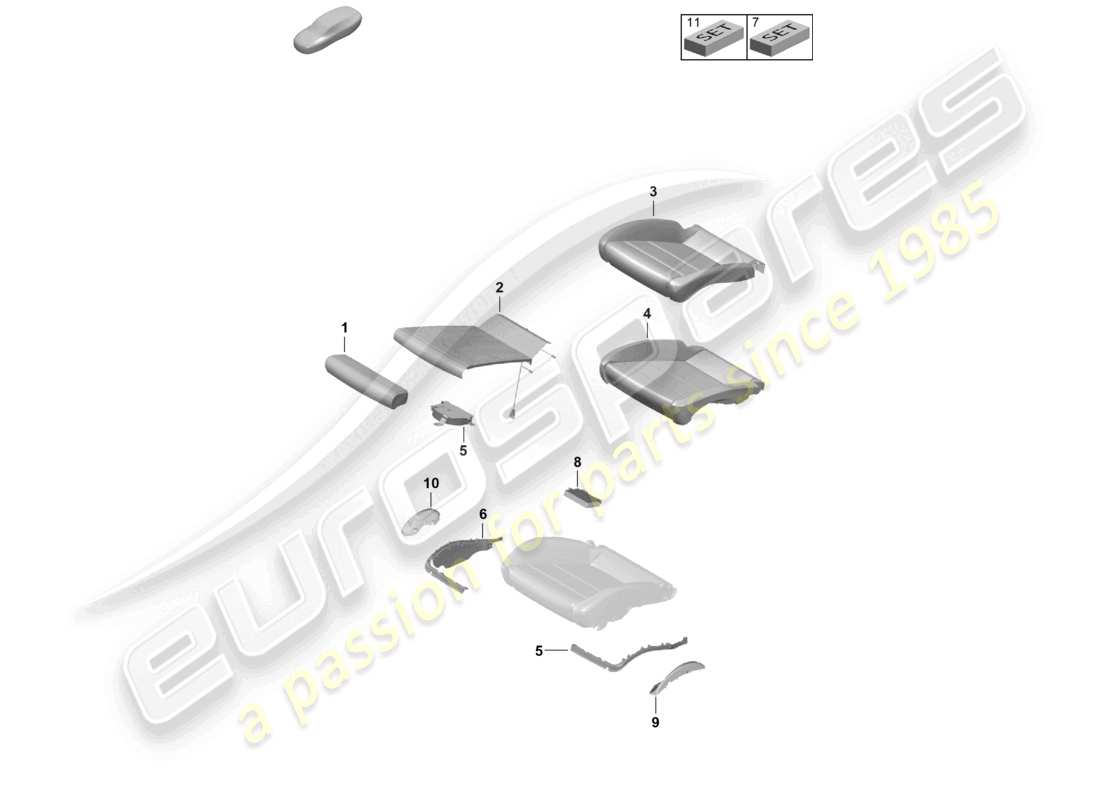 porsche 2025 (718 cayman gt4) foam part seat cover sports seat plus part diagram