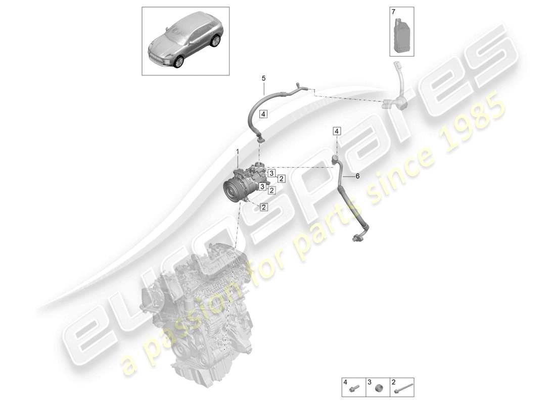 porsche 2024 (macan) a/c compressor r134a coolant part diagram