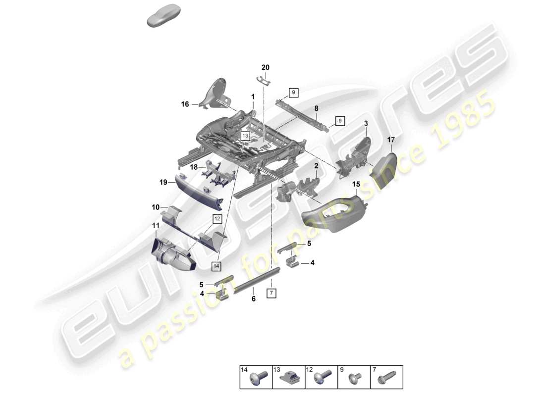 porsche 2026 (cayenne e3 pa) seat frame comfort seat part diagram