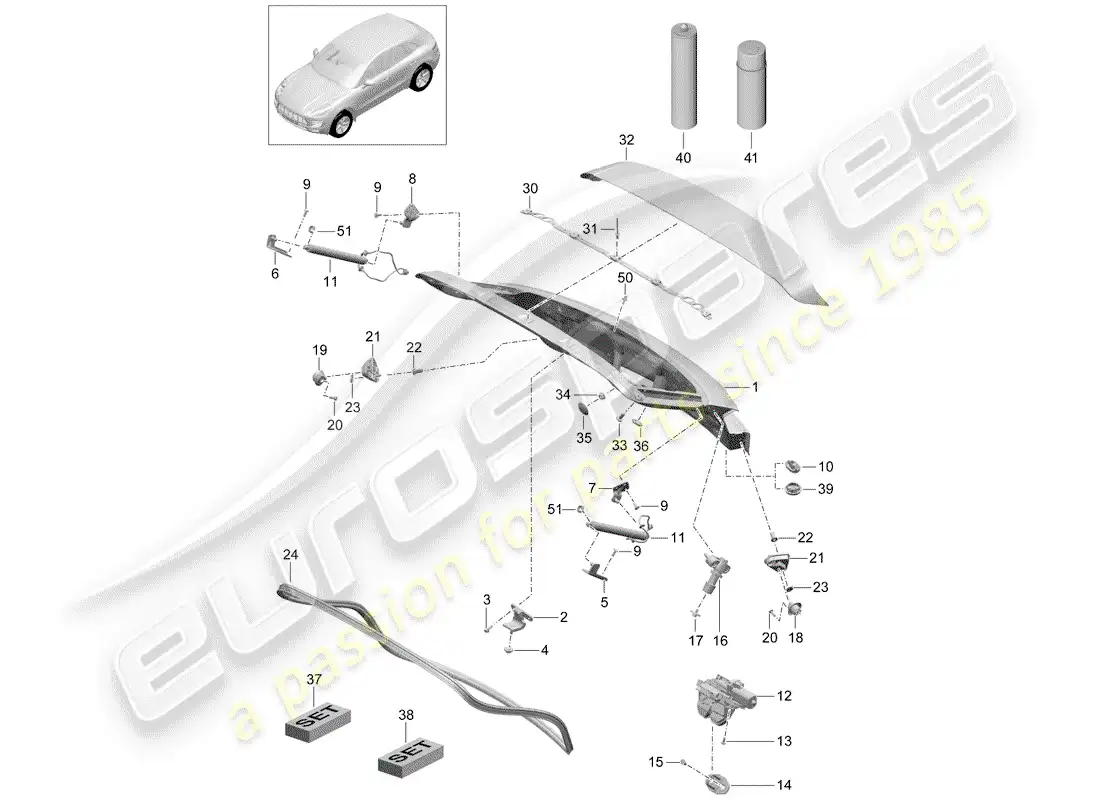 porsche 2014 (macan) rear lid parts diagram