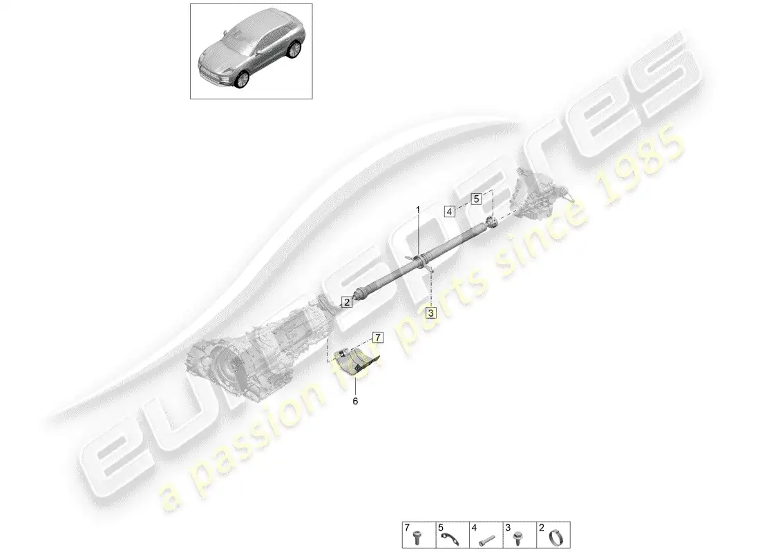 porsche 2020 (macan) cardan shaft parts diagram