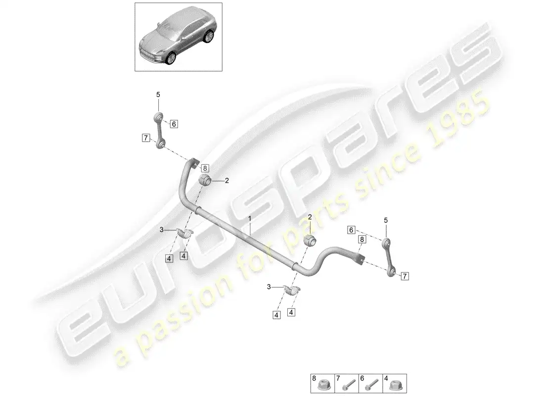 porsche 2020 (macan) anti-roll bar parts diagram