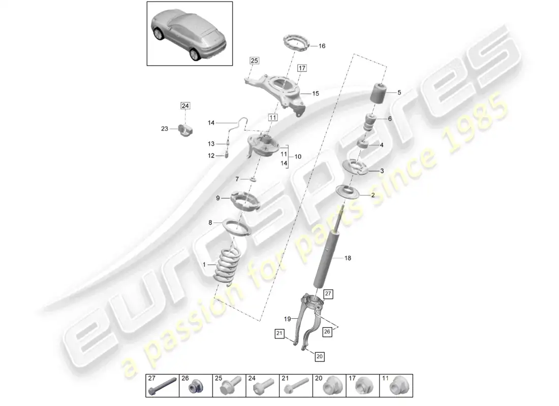 porsche 2020 (macan) steel spring suspension parts diagram