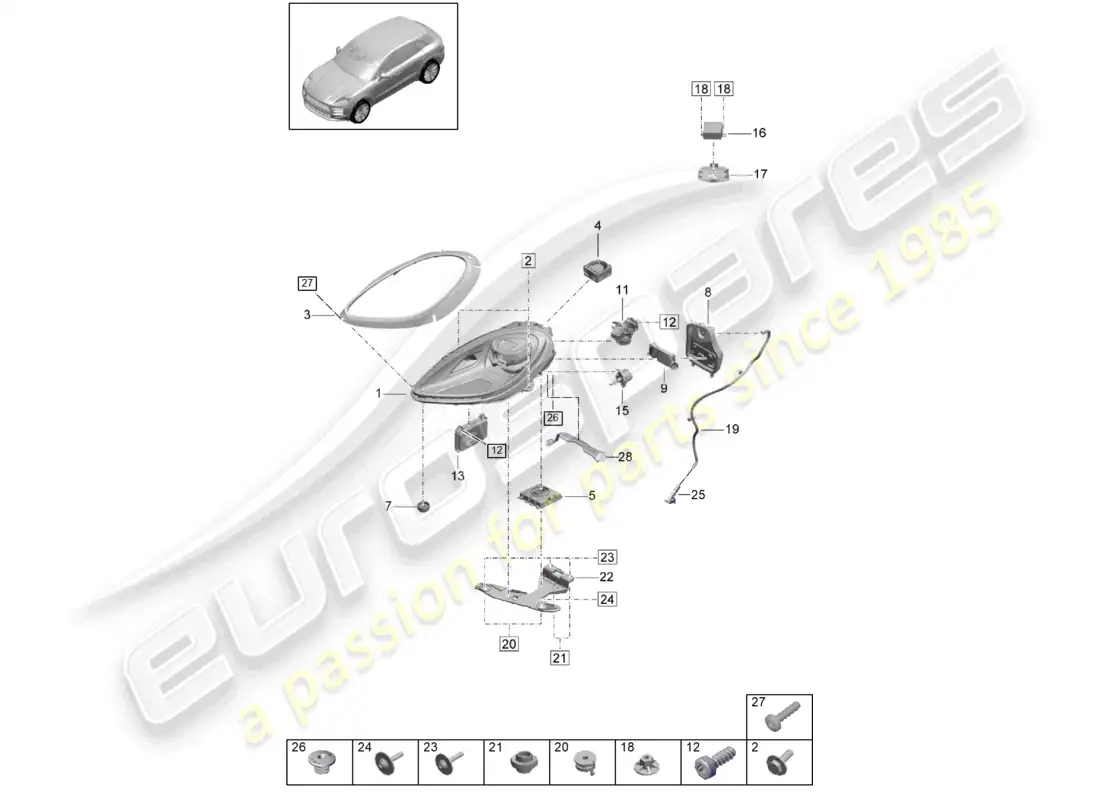porsche 2020 (macan) led headlight pdls black pdls+ parts diagram