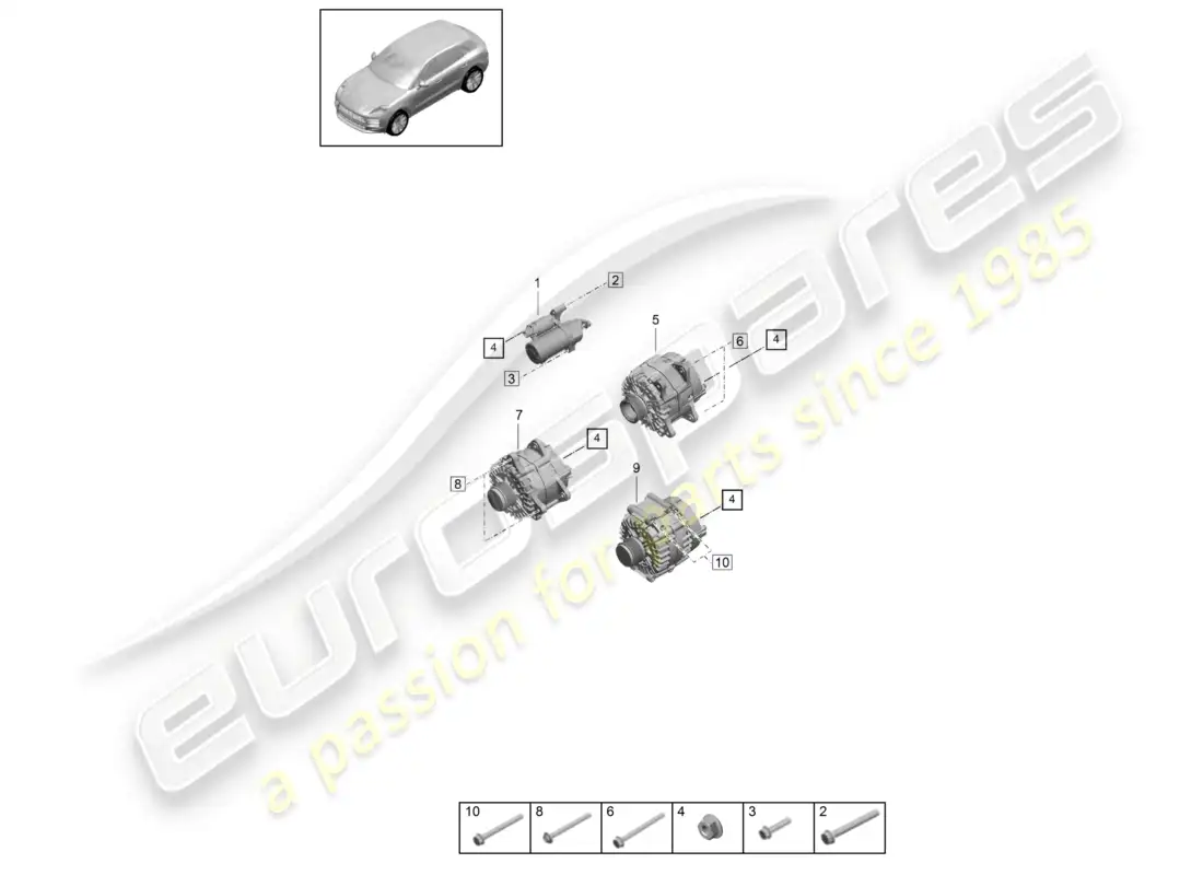 porsche 2020 (macan) starter alternator parts diagram