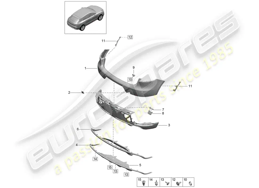 porsche 2020 (macan) bumper rear d >>- mj 2021 basic parts diagram