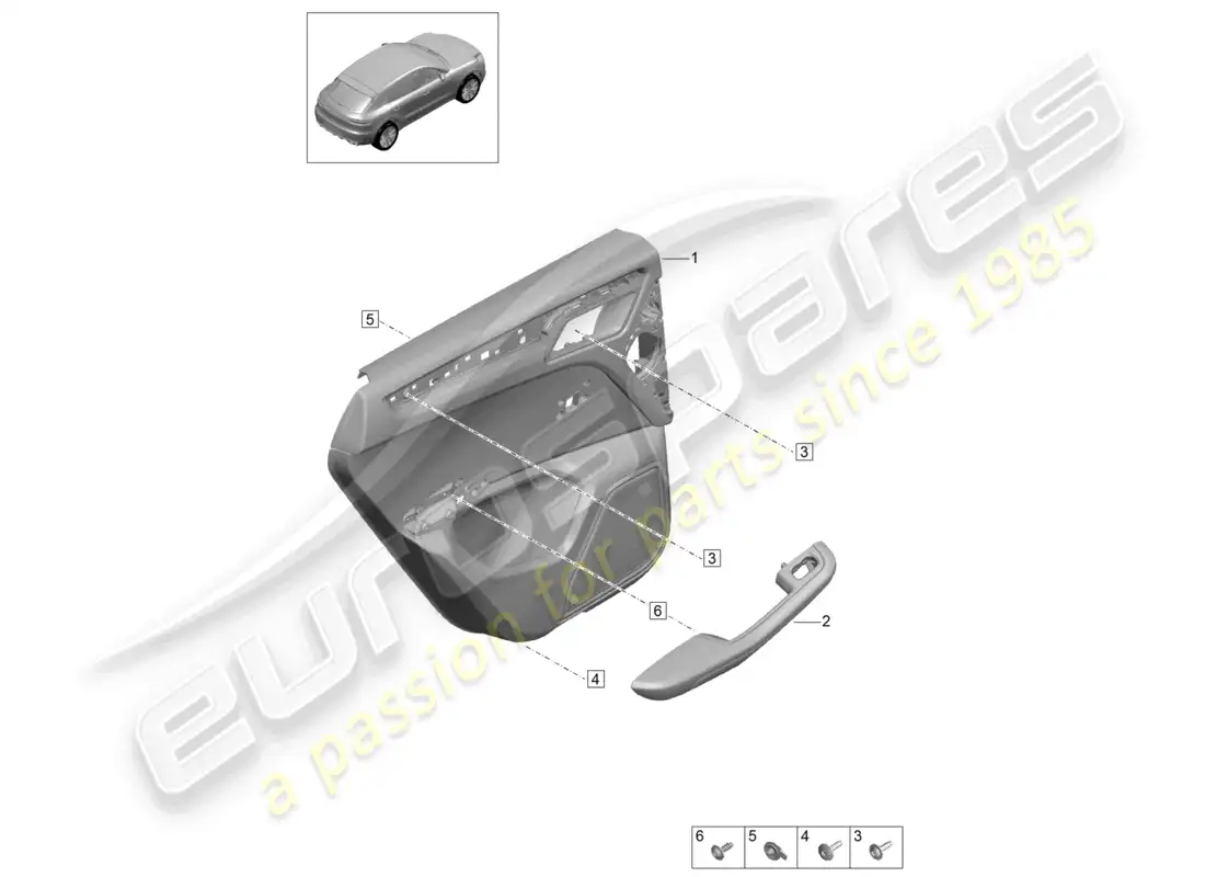 porsche 2020 (macan) door trim panels rear doors for models with leatherette trim alcantara interior lighting basic parts diagram