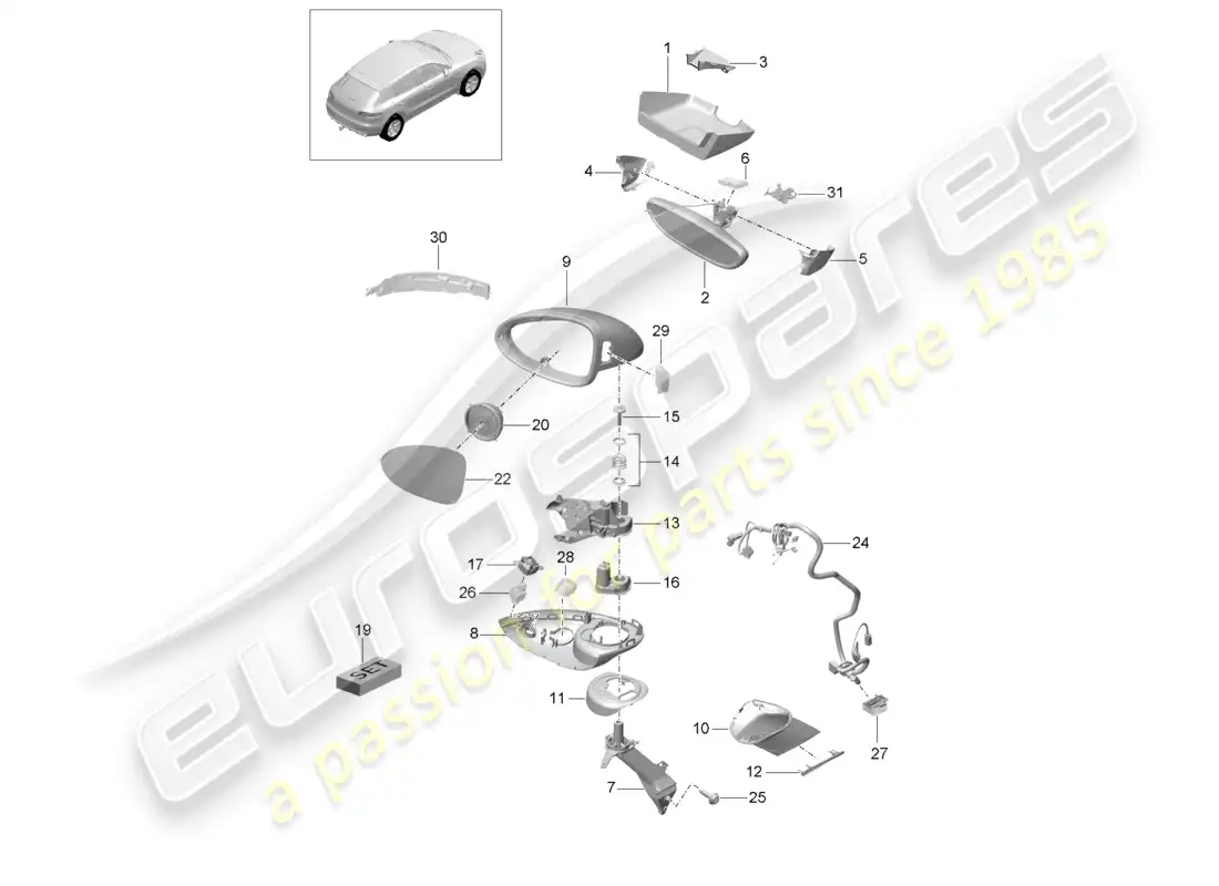 porsche 2014 (macan) interior mirror exterior mirror accessories parts diagram