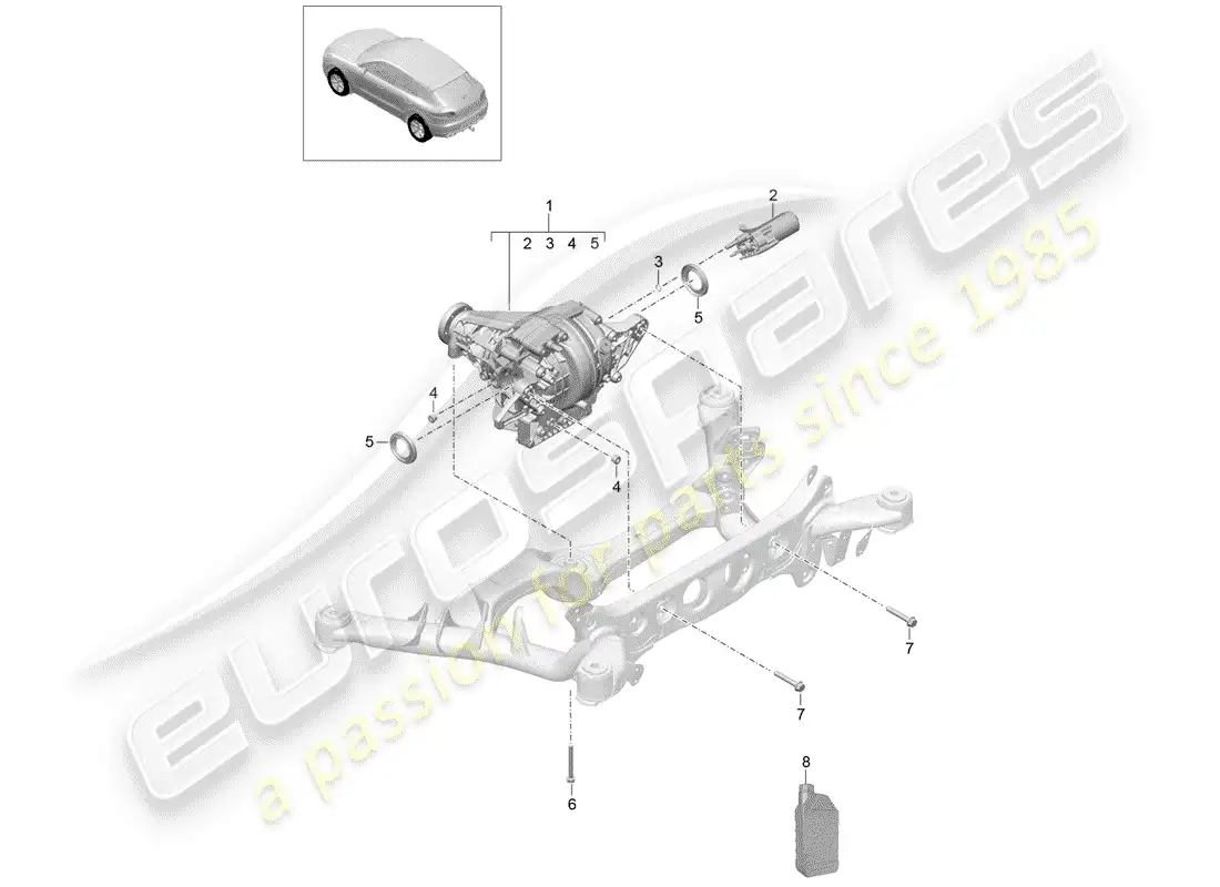 porsche 2014 (macan) rear axle differential parts diagram